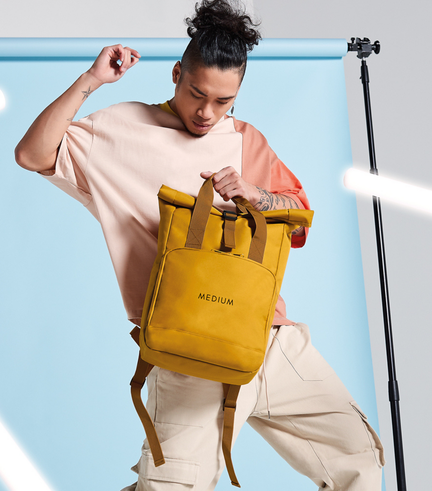 Personalised Twin Handle Roll-Top Backpack
