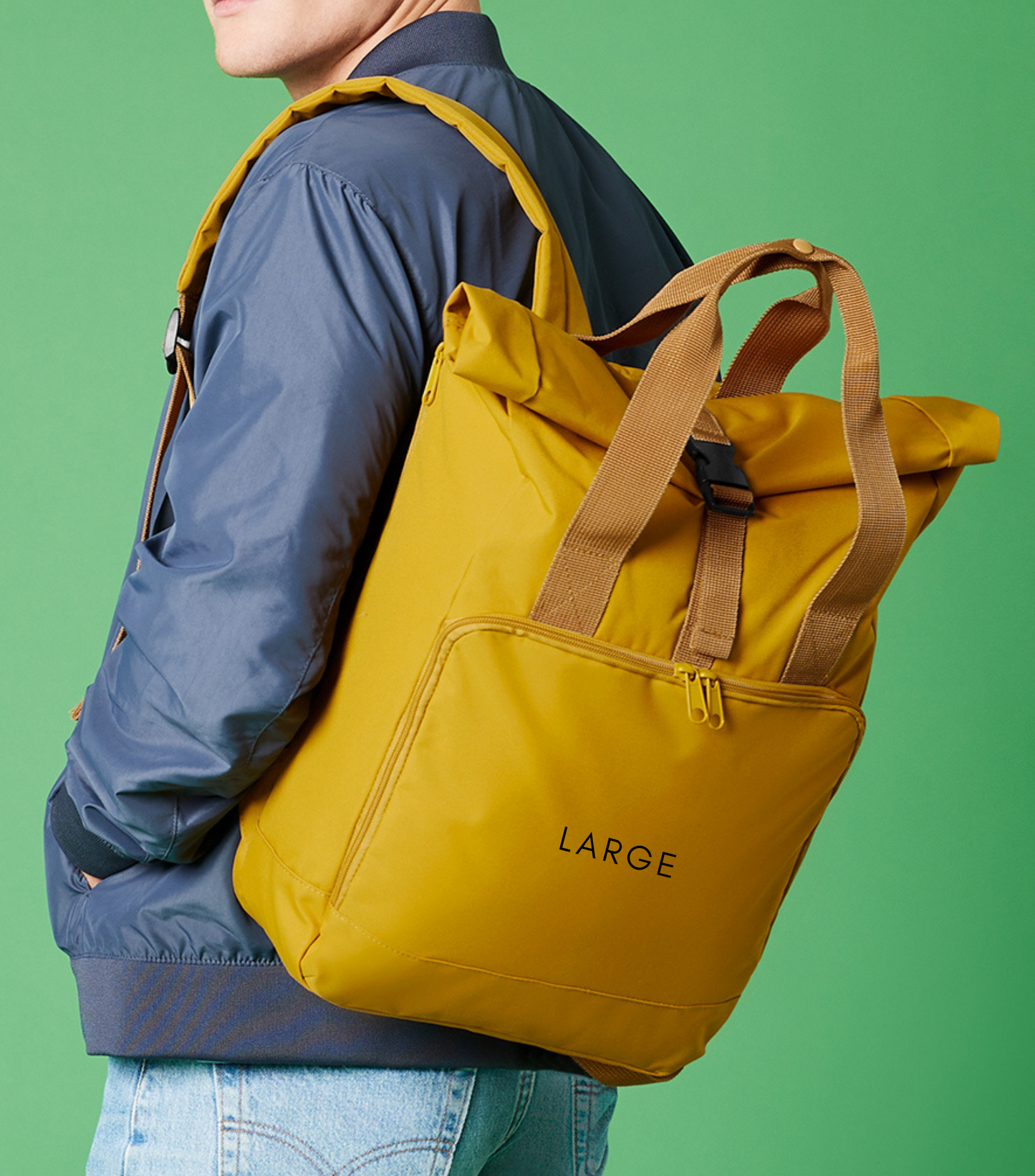 Personalised Twin Handle Roll-Top Backpack