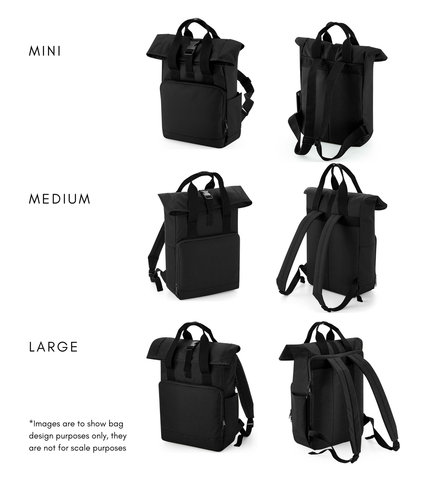 Personalised Twin Handle Roll-Top Backpack