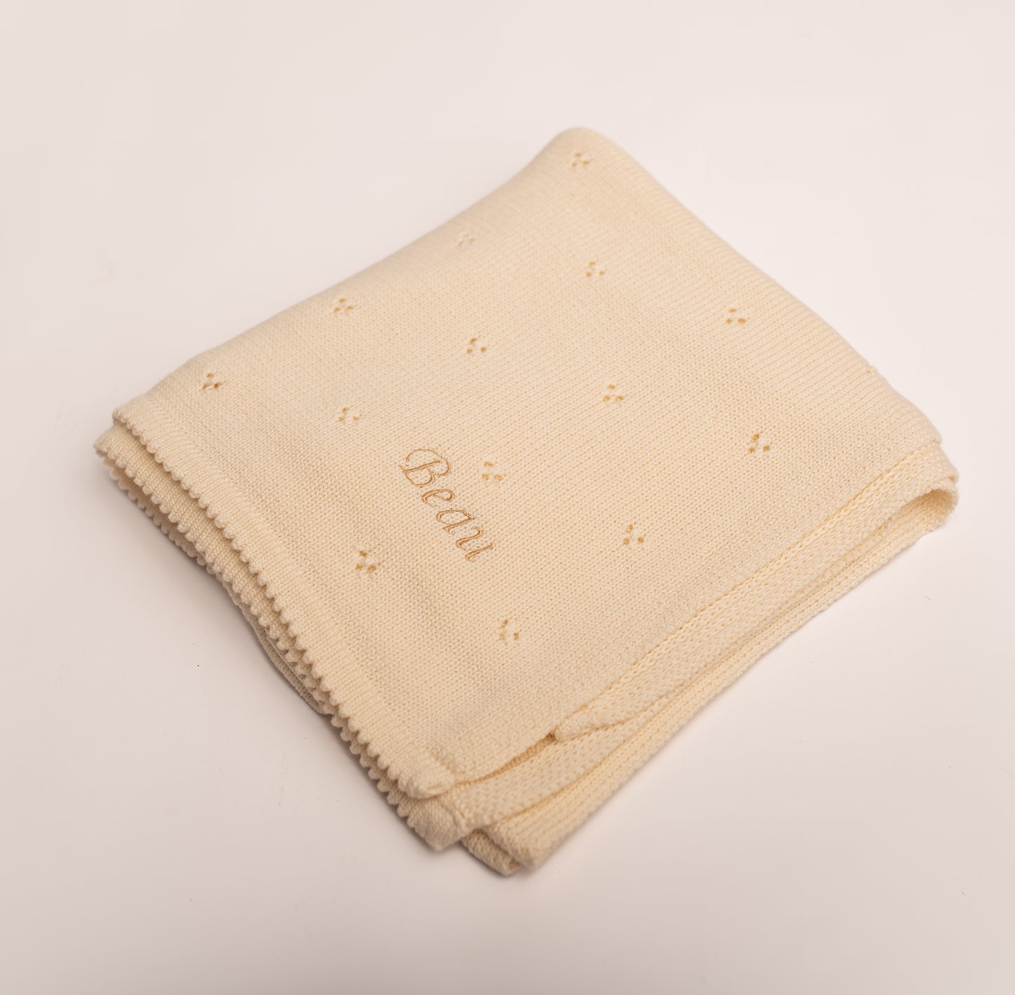 Pointelle Baby Knit Blanket | Soft Beige