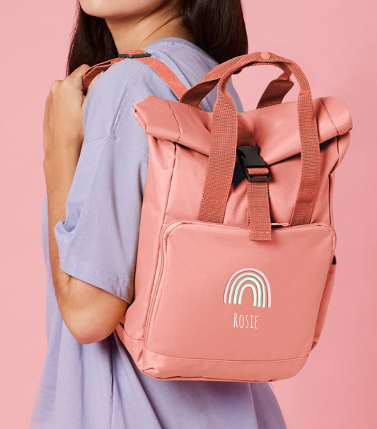 Personalised Twin Handle Roll-Top Backpack
